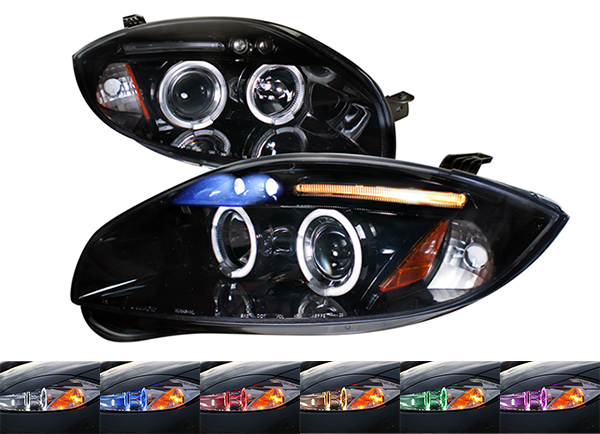 For Mitsubishi 06-11 Eclipse Pearl Black Halo Projector Headlights Head Lamps