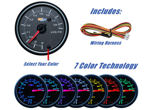 GlowShift 7 Color Black Series Volt Gauge - AutoCity Imports